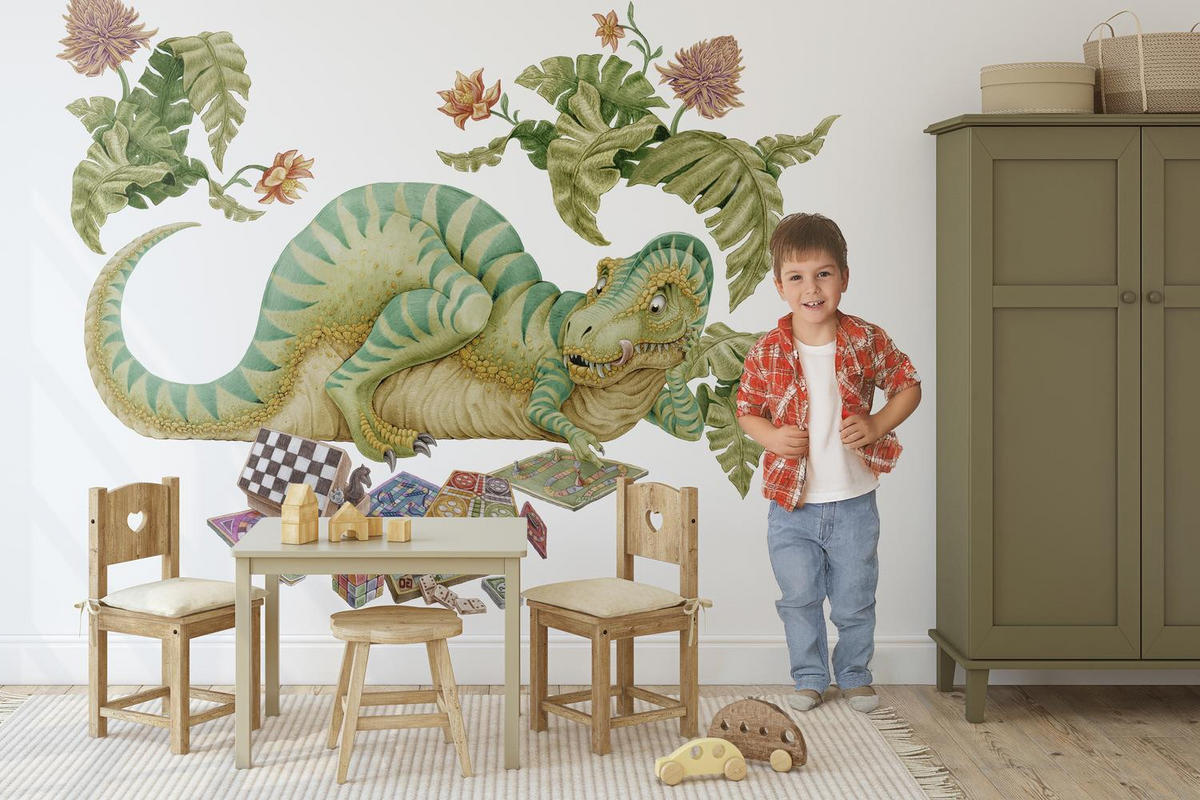 AUFKLEBER 130x168 cm Dinozaur Spiel - Grün, Kunststoff (130/168/0.1cm) - TULUP