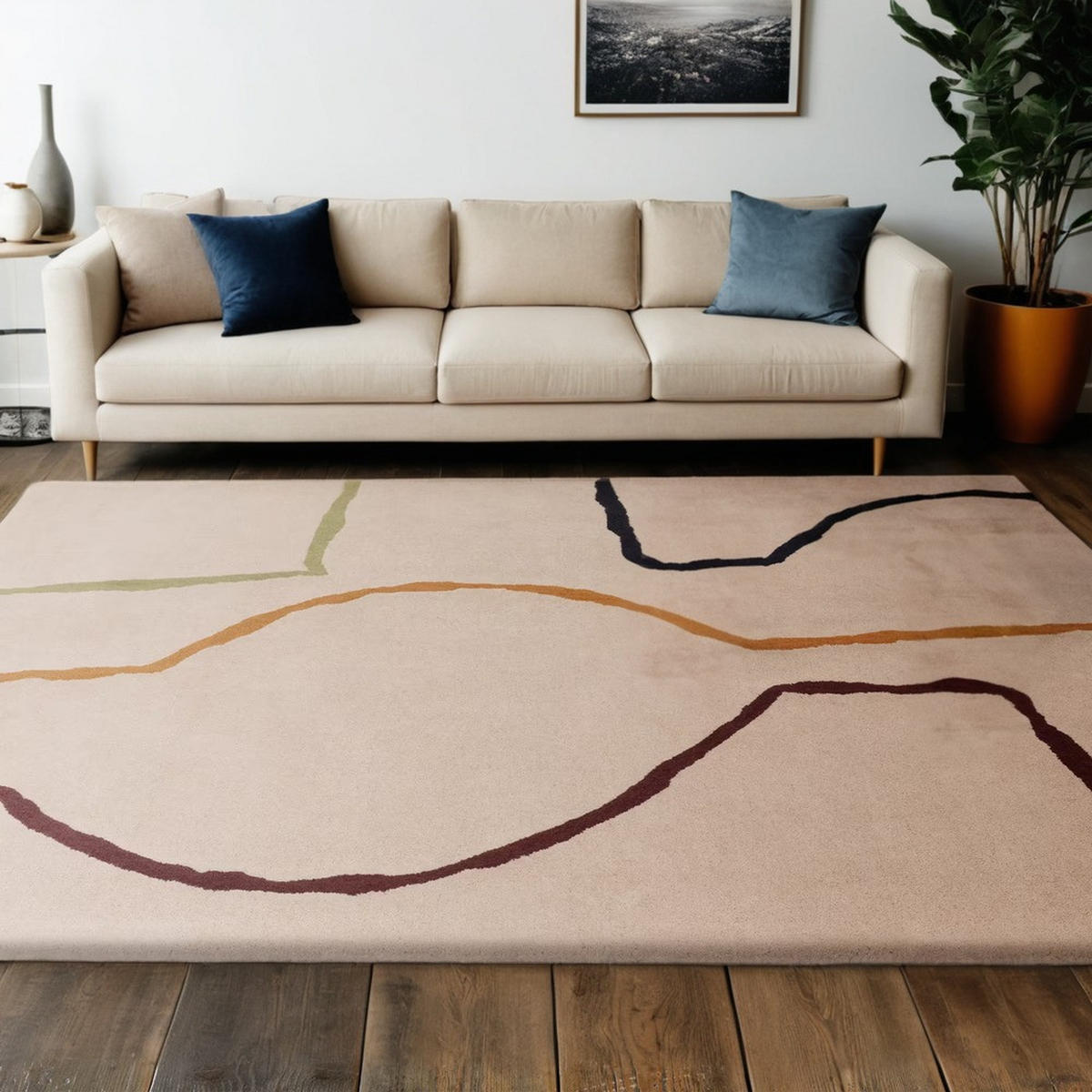 TEPPICH Schurwolle handgetuftet mit Linienmuster ELAN-Omont, Bunt 160x230 cm - Multicolor, Textil (160/230cm) - KADIMA DESIGN