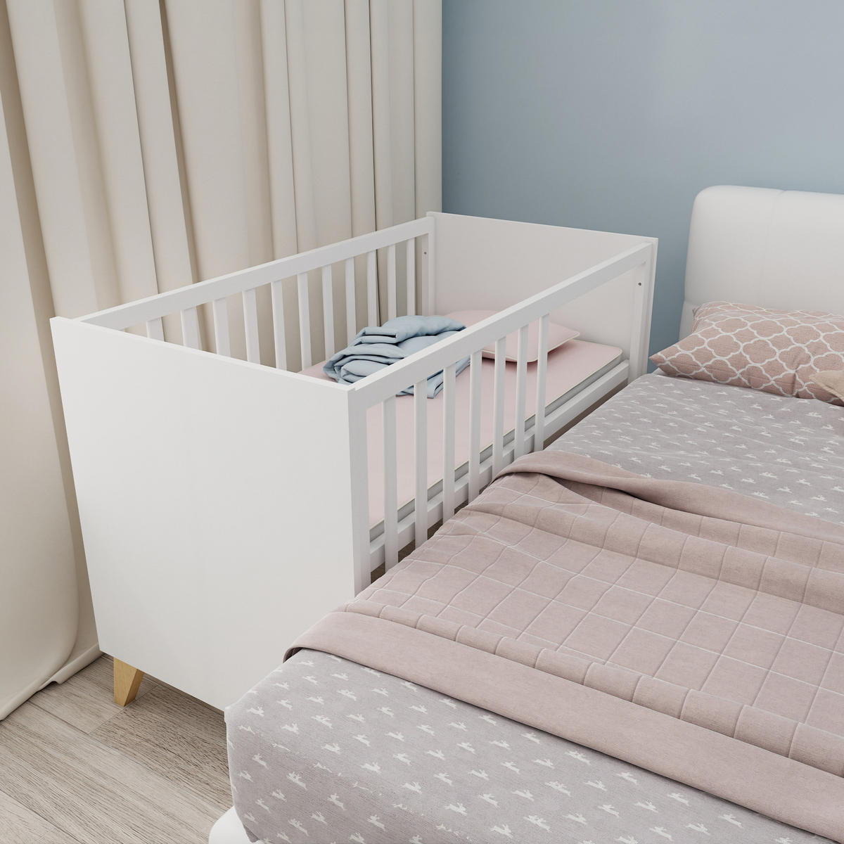 BABYZIMMER Leon 3-teilig II - Weiß, Holz (1/1/1cm) - Roba