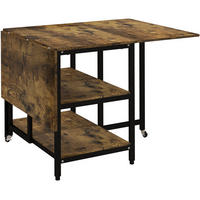 KLAPPTISCH 140/80/75 cm, platzsparend, seitlich ausklappbar mit Ablagen - Braun, Metall (140/80/75cm) - BEAOK