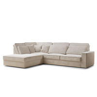 ECKSOFA Kirou Creme Chenille-Stoff - Links Seite - Creme/Schwarz, Holz/Holzwerkstoff (225/311cm) - Maison de Reve