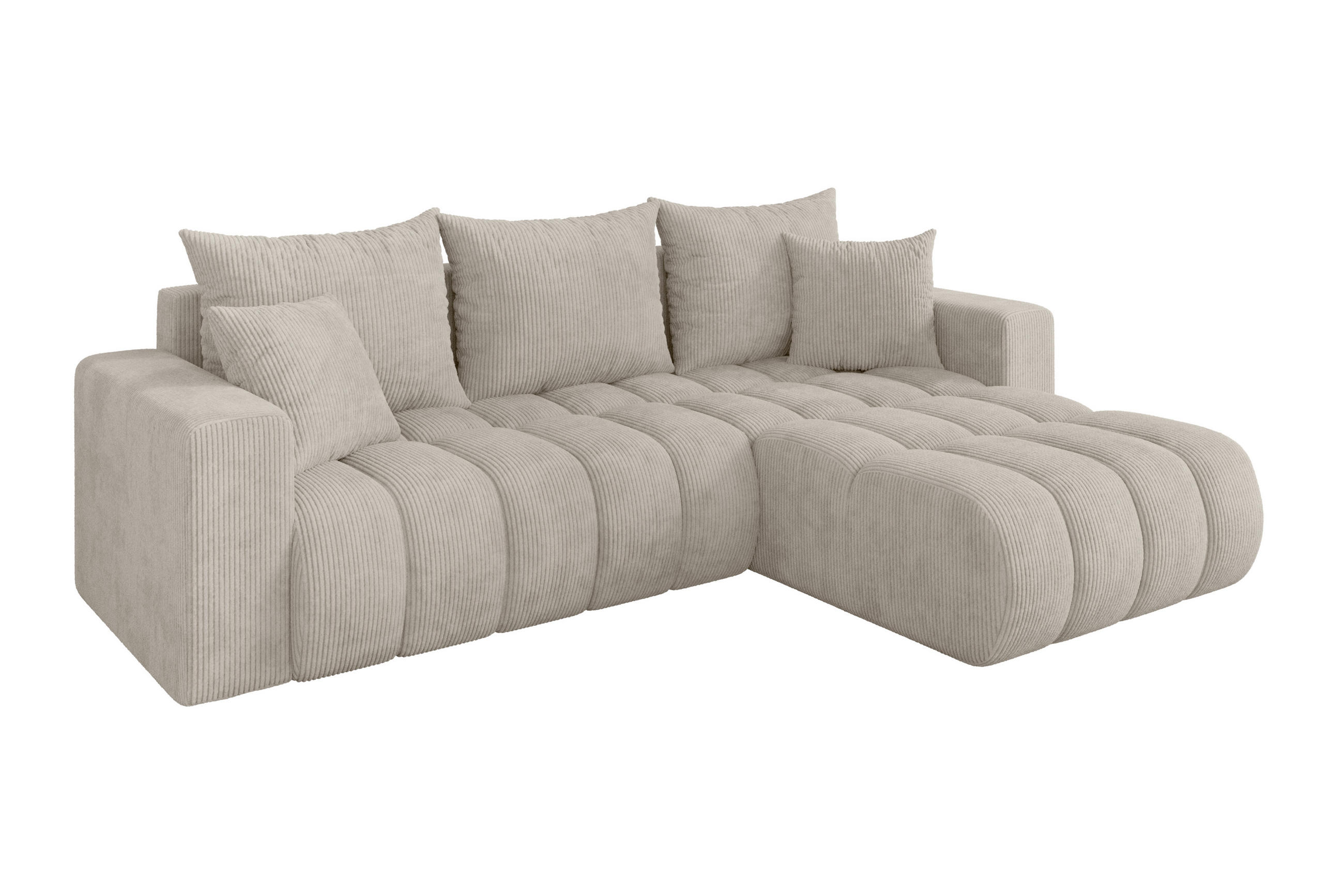 ROHOVÁ SEDAČKA s funkcí spaní, otoman vpravo MILA-L-v1 277x195x86 krémová manšestr - černá/krémová, kompozitní dřevo/textil (277/194cm) - ALTDECOR