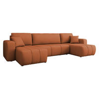 WOHNLANDSCHAFT Furyn U - Schwarz/Orange, Holz/Kunststoff (312/82/145cm) - MIRJAN24