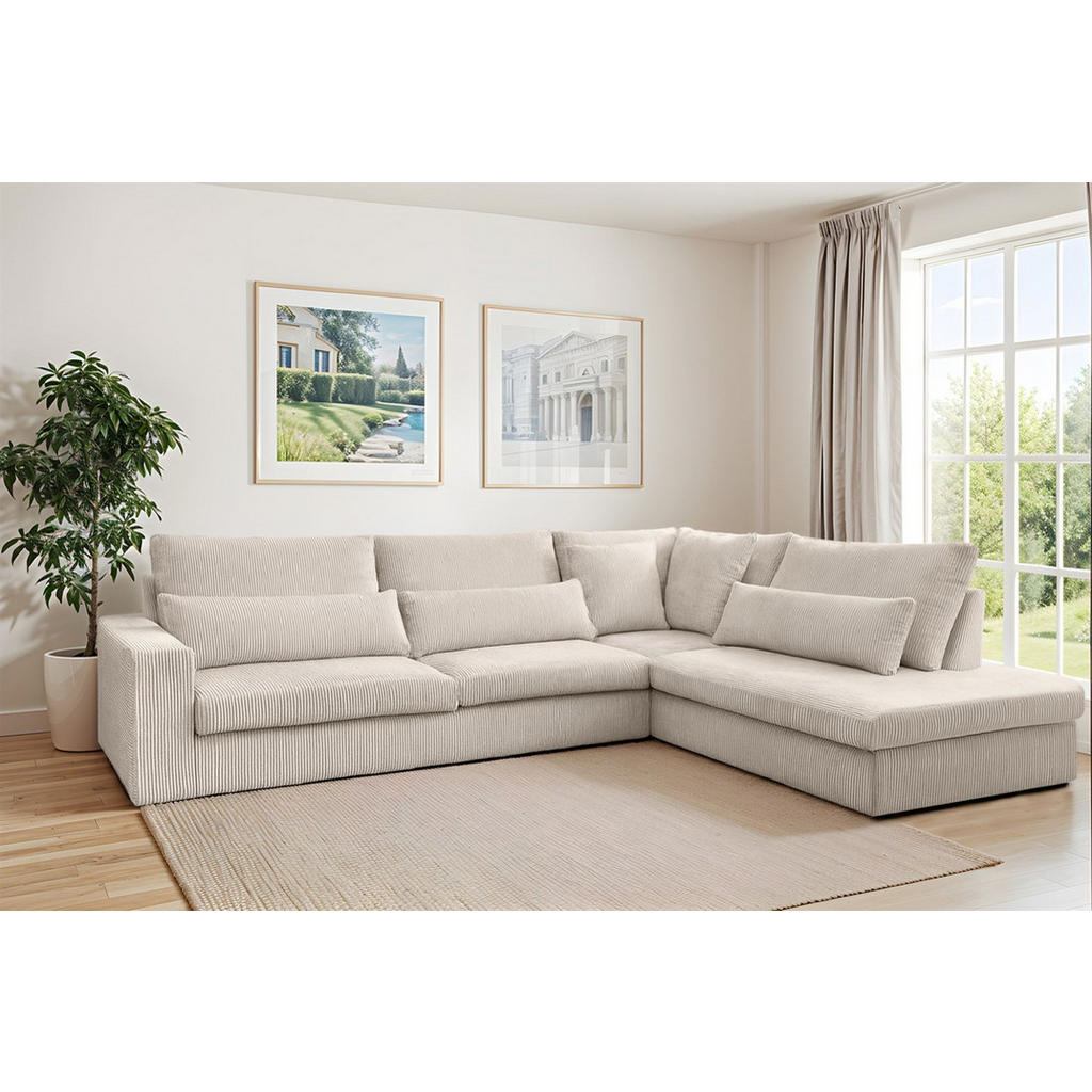 Thumbnail - Fun Möbel Ecksofa, Weiß, Textil, Ottomane rechts, 315x245 cm, Wohnzimmer, Sofas & Couches, Wohnlandschaften, Ecksofas