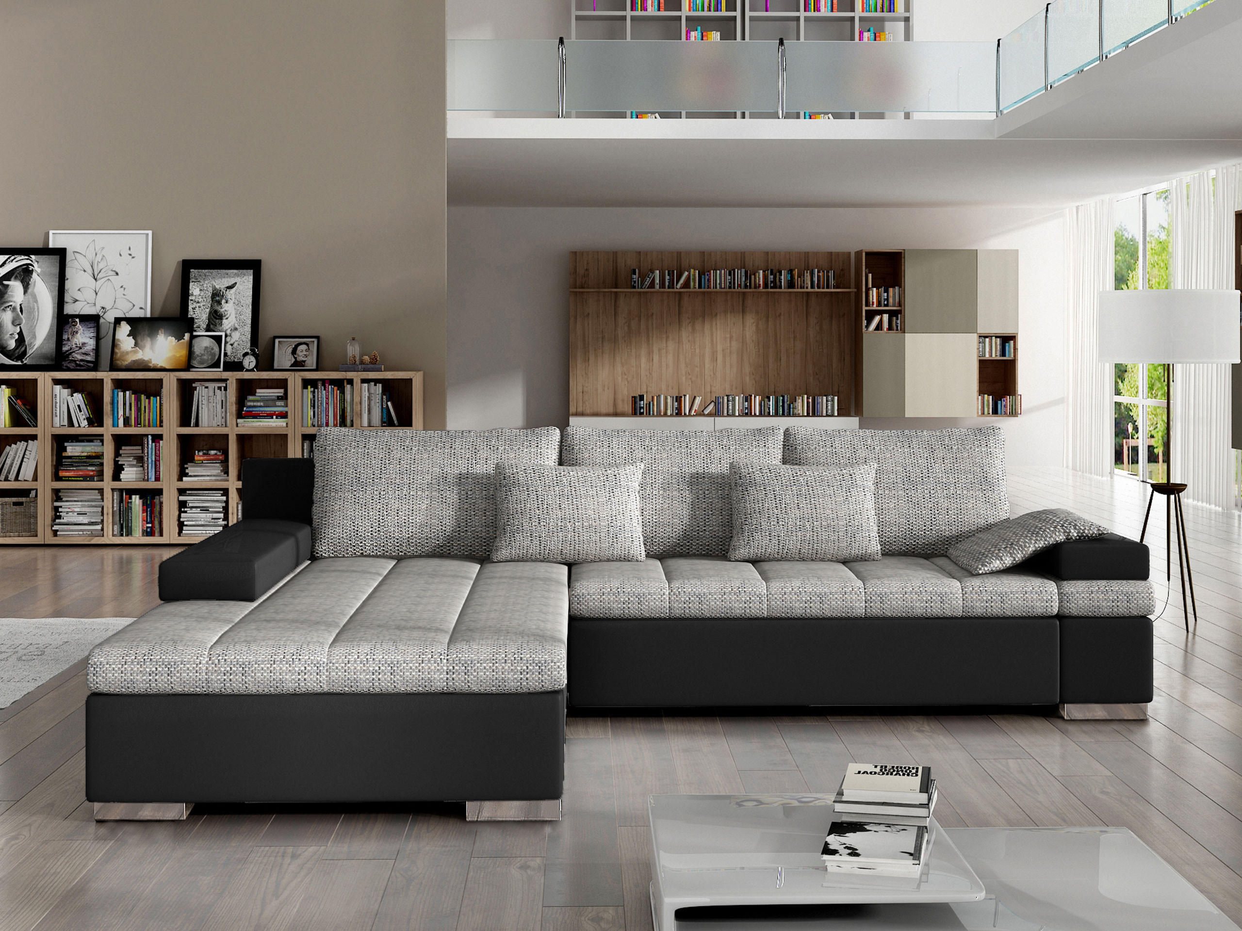Thumbnail - Mirjan24 Ecksofa, Hellgrau, Textil, 6-Sitzer, Ottomane links,L-Form, 310x175 cm, Wohnzimmer, Sofas & Couches, Wohnlandsc...