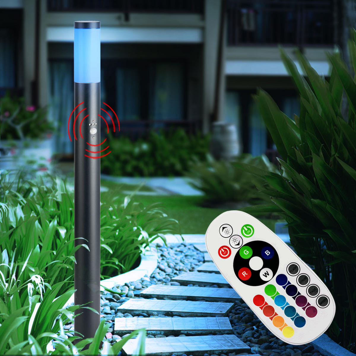 LED STEHLEUCHTE Edelstahl Anthrazit - Anthrazit, Metall (7.6/11/110cm) - Globo Lighting