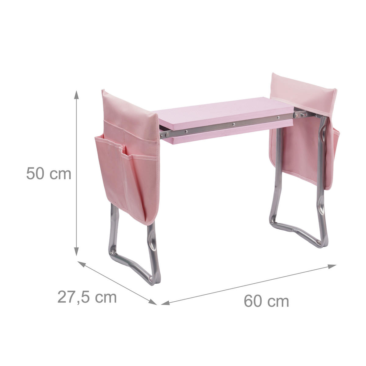 KNIEBANK - Rosa, Textil/Metall (60/50/27.5cm) - Relaxdays