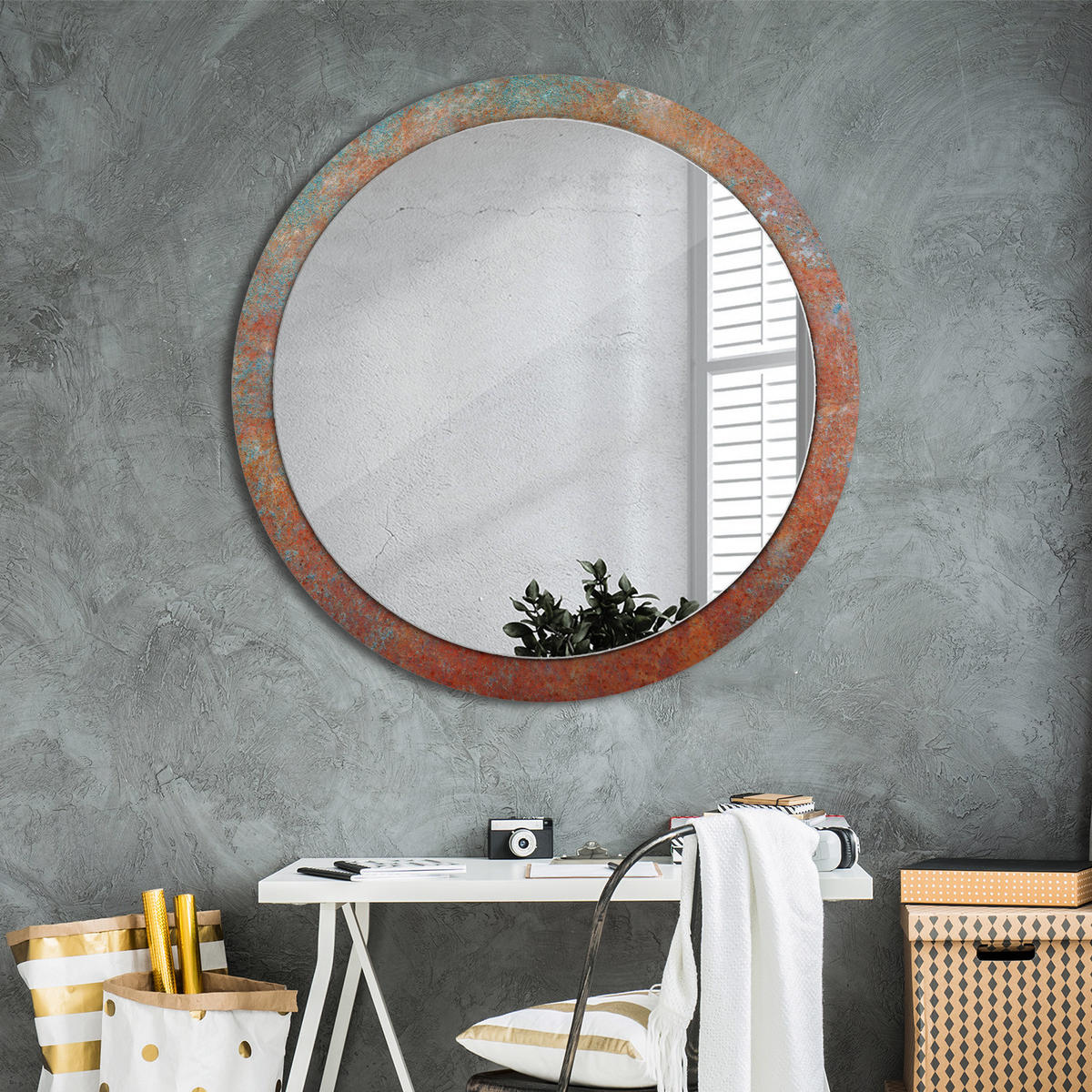 SPIEGEL Ø100 cm Rund mit Aufdruck - Orange, Glas (100/100/0.4cm) - TULUP
