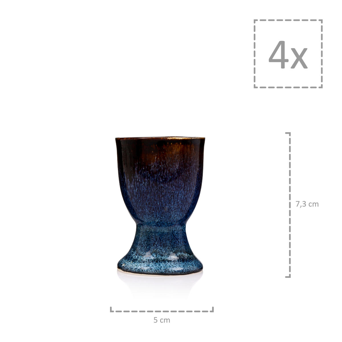 EIERBECHER SET TOKIO - 4 teilig aus Steingut - Dunkelblau, Keramik (13/23.5/6.5cm) - Sänger