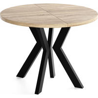 ESSTISCH Savio rund ausziehbar verlängerbar, Eiche Sonoma Hellbraun 80-130/80/77 cm - Schwarz/Sonoma Eiche, Holz/Holzwerkstoff (80/80/77cm) - WFL GROUP