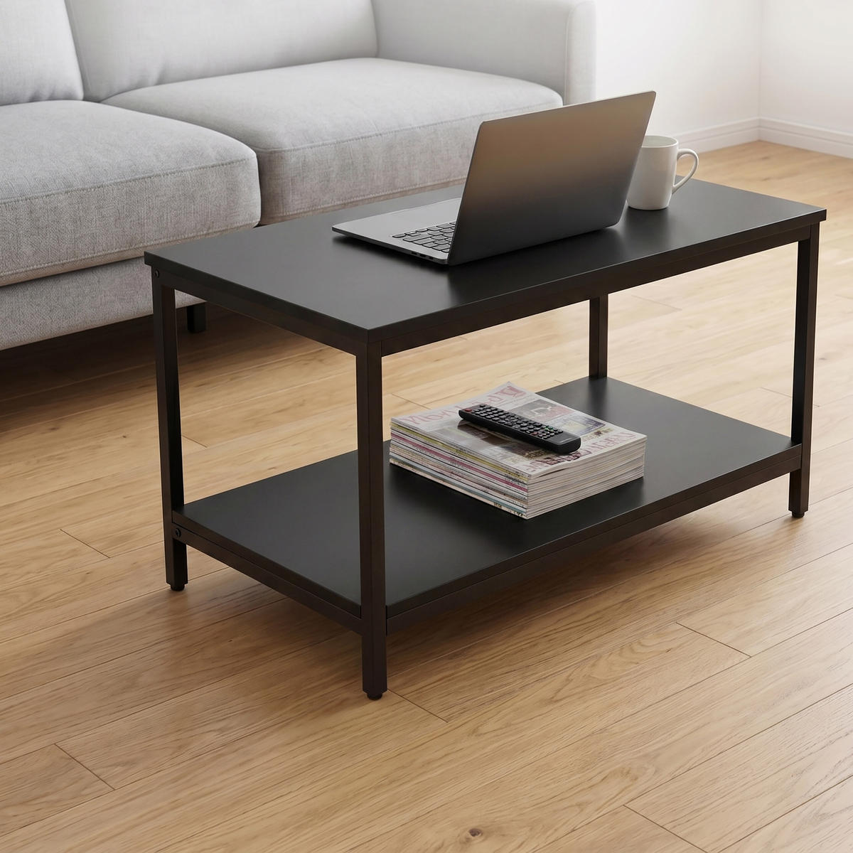 COUCHTISCH - Schwarz, Holzwerkstoff/Metall (50/80/42cm) - Relaxdays