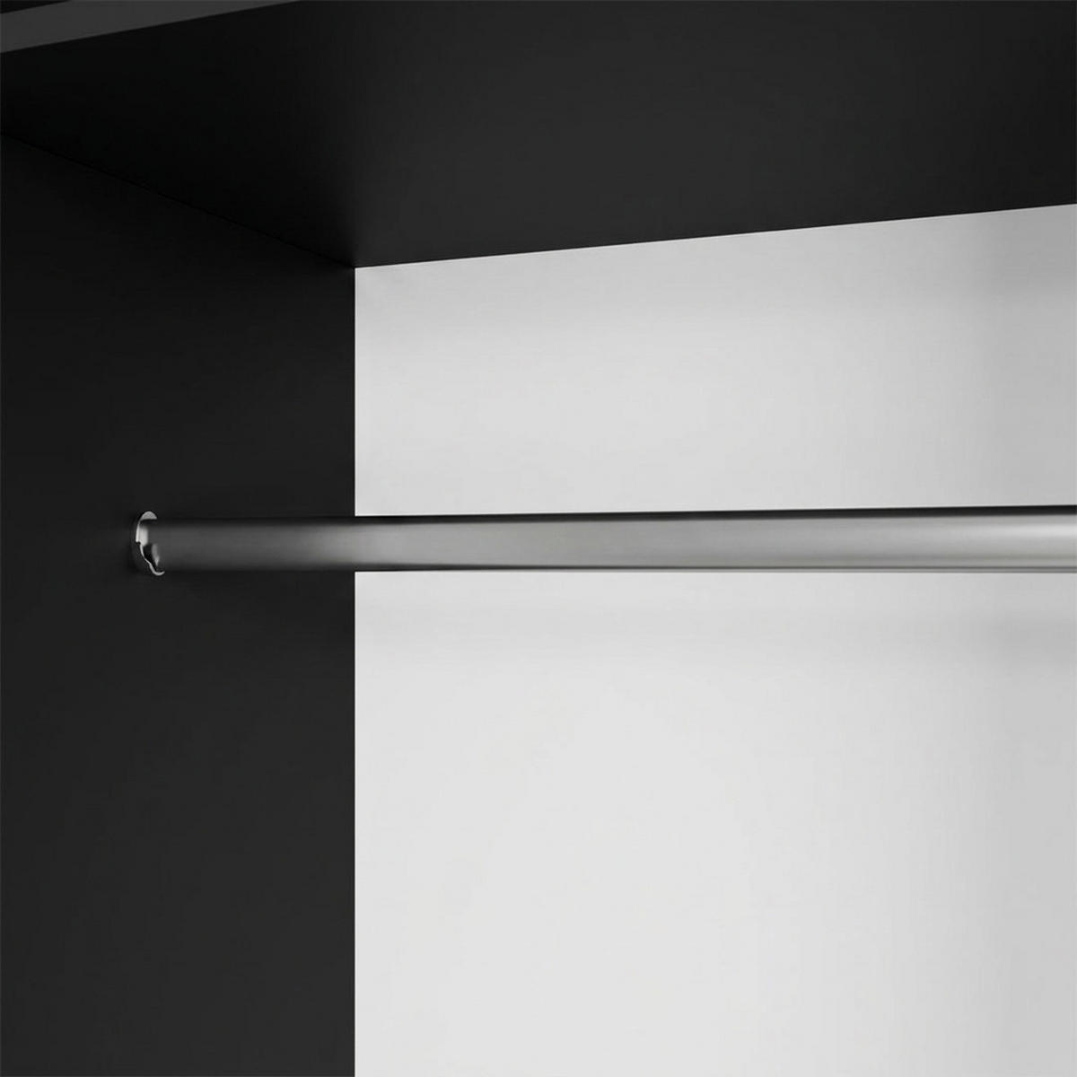 SCHWEBETÜRENSCHRANK Debra 200/216/61 schwarz mit Spiegel - Schwarz, Holzwerkstoff (200/216/61cm) - Beautysofa