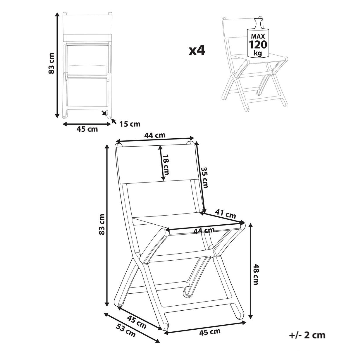 GARTENSTUHL 4er-Set Dunkelgrau Talca - Dunkelgrau, Kunststoff (45/83/53cm) - Beliani