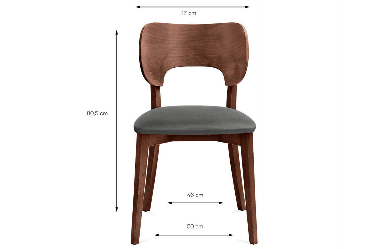 ESSZIMMERSTÜHLE LYCO (2er-Set), grau / Walnuss mittel - Walnussfarben/Grau, Holz/Buchenholz (47/81/45cm) - KONSIMO®