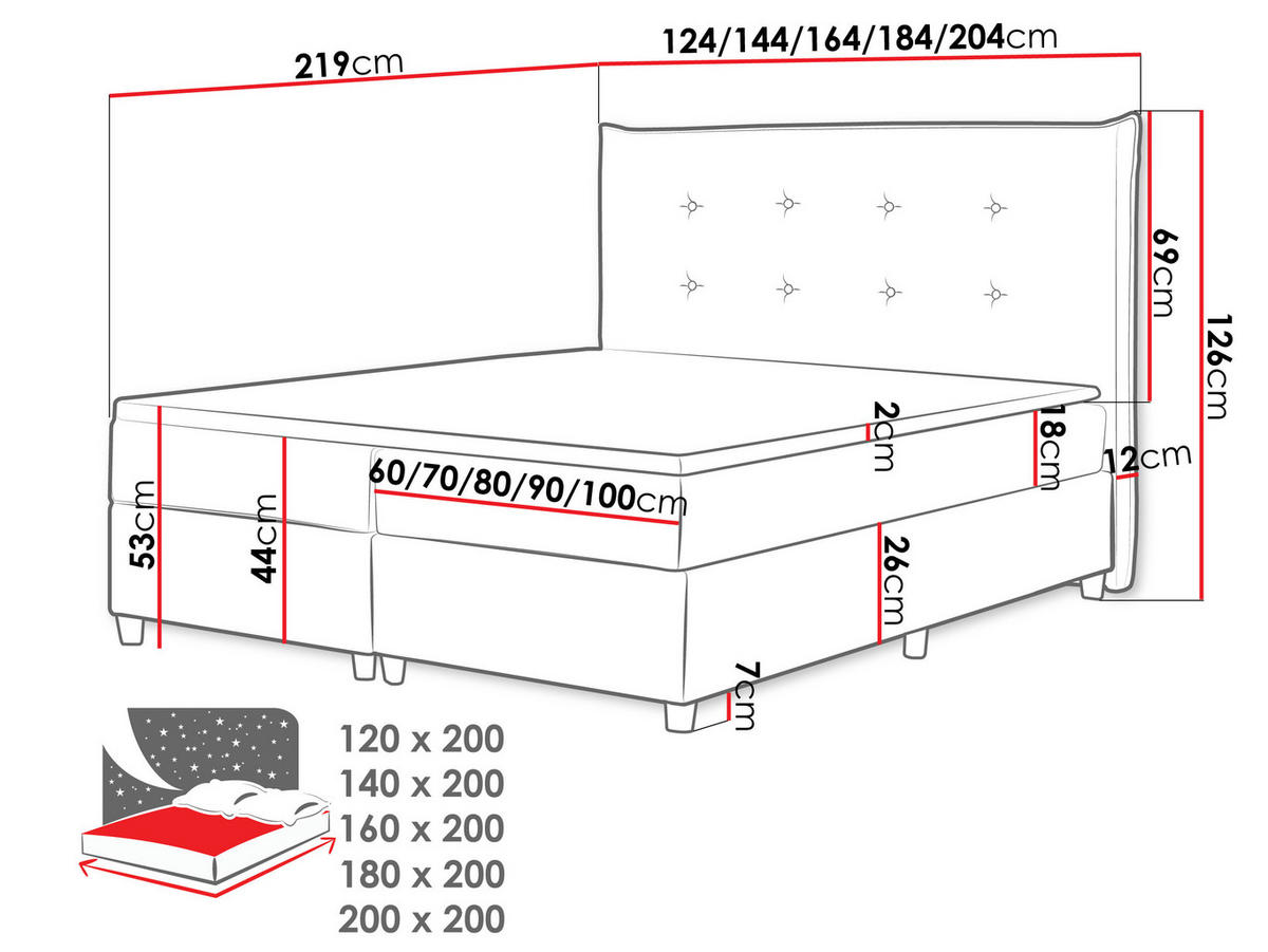 BOXBETT Prato - Beige, Holz (200/200cm) - MIRJAN24