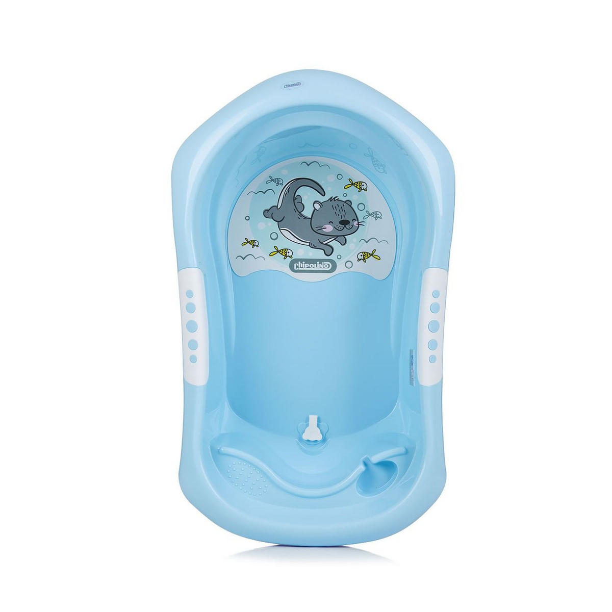 BABYBADEWANNE Set Noemi blau Badewannenständer, klappbar, Wasserablauf, Ablagefächer, 88 cm - Blau, Kunststoff (45/83cm) - Chipolino