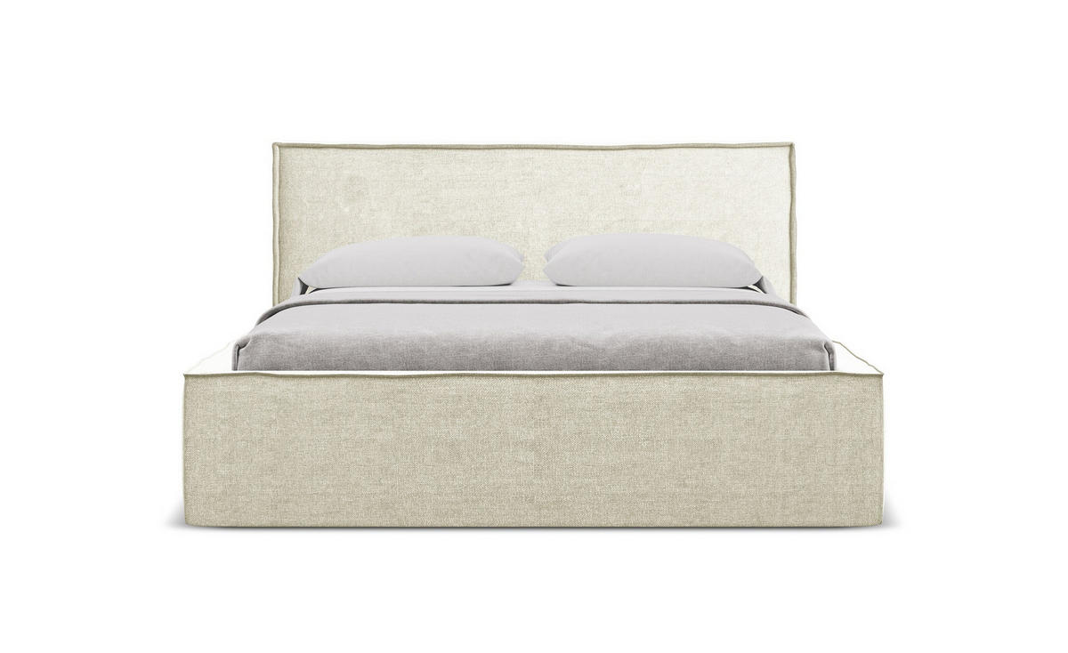 POLSTERBETT mit Bettkasten und Lattenrost 160x228 Beige - Beige/Schwarz, Kunststoff/Textil (140/200cm) - Makamii