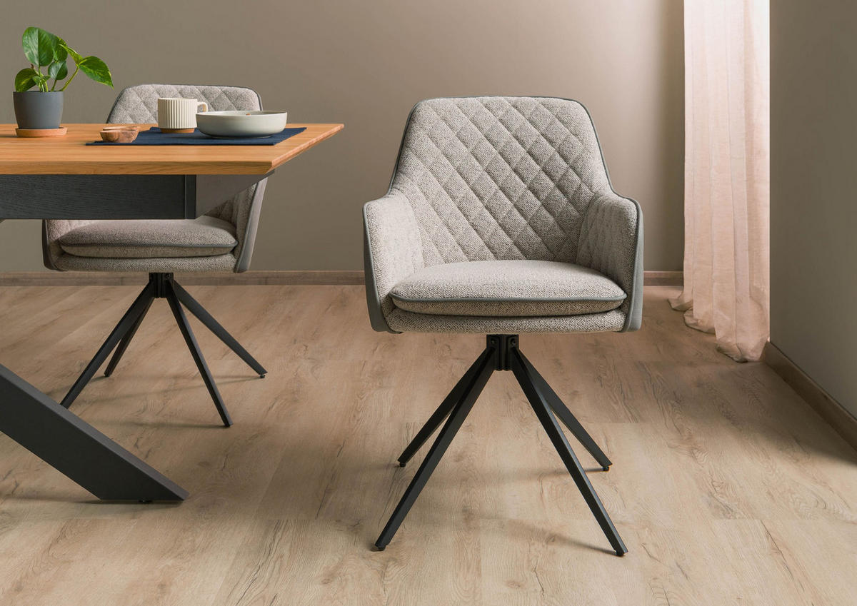STUHL 100% Polyester 55 x 60 x 86 cm hellgrau / grau POLSTERSTÜHLE #03 - Grau, Kunststoff (55/86/60cm) - Massivmoebel24