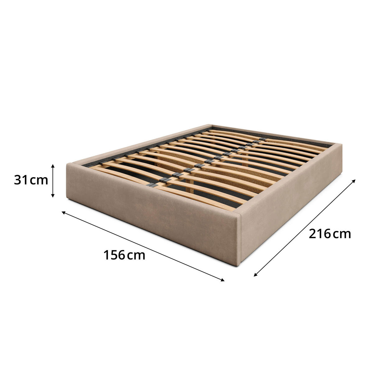 POLSTERBETT 140x200cm Bett mit Stauraum Lattenrost Beige - Beige, Holz/Holzwerkstoff (140/200cm) - Muralo