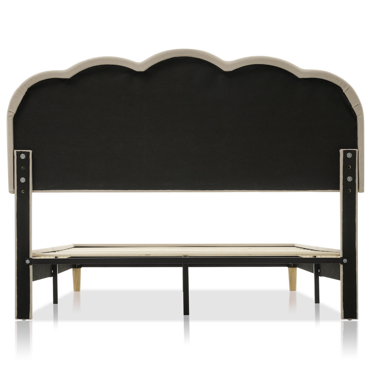 POLSTERBETT aus Leinen 140x200 cm in Beige mit LED-Kopfteil - Beige, Textil (140/200cm) - Modfu