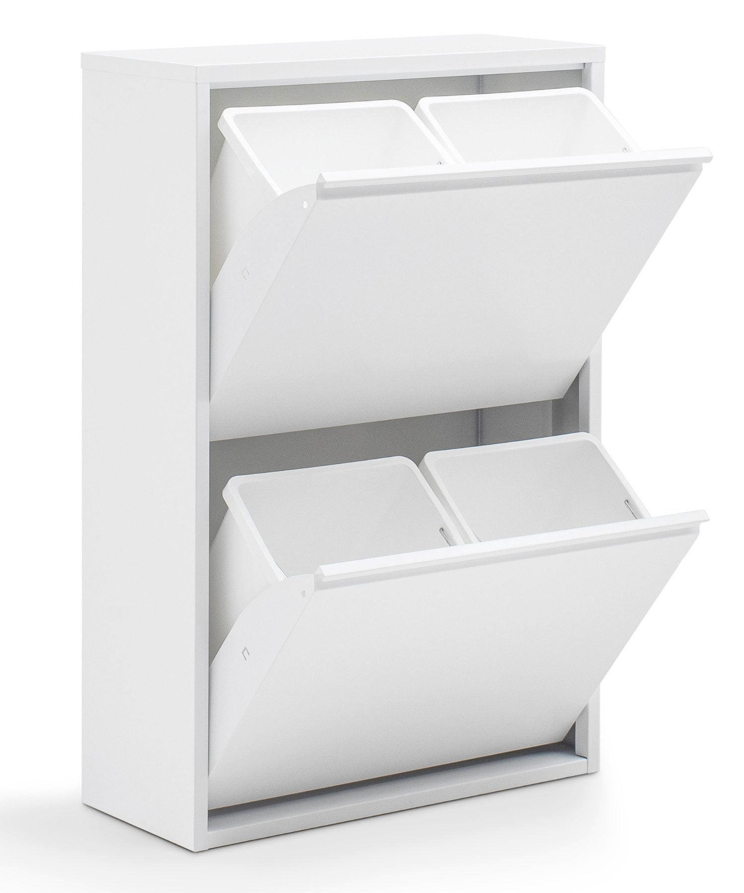 MÜLLEIMER 4 Fach Weiß Mülltrennsystem aus Metall - Weiß, Metall (62/92/25cm) - Gowoll