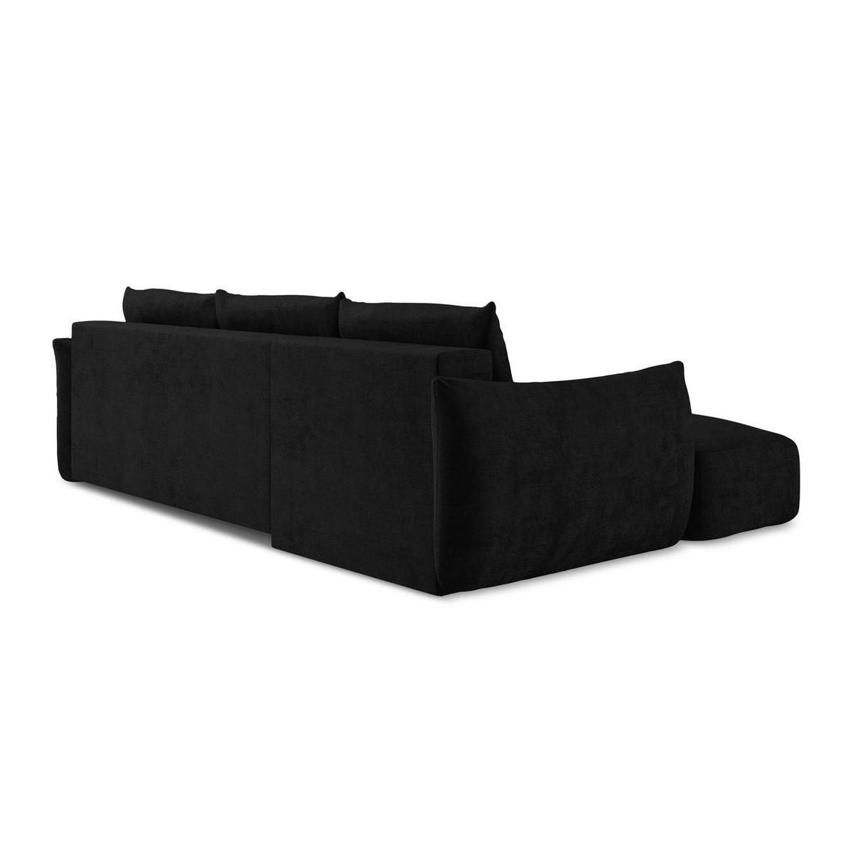 ECKSOFA mit Schlaffunktion links Chenille Stoff Schwarz - Schwarz, Holzwerkstoff/Kunststoff (242/162cm) - LaMiaSofa