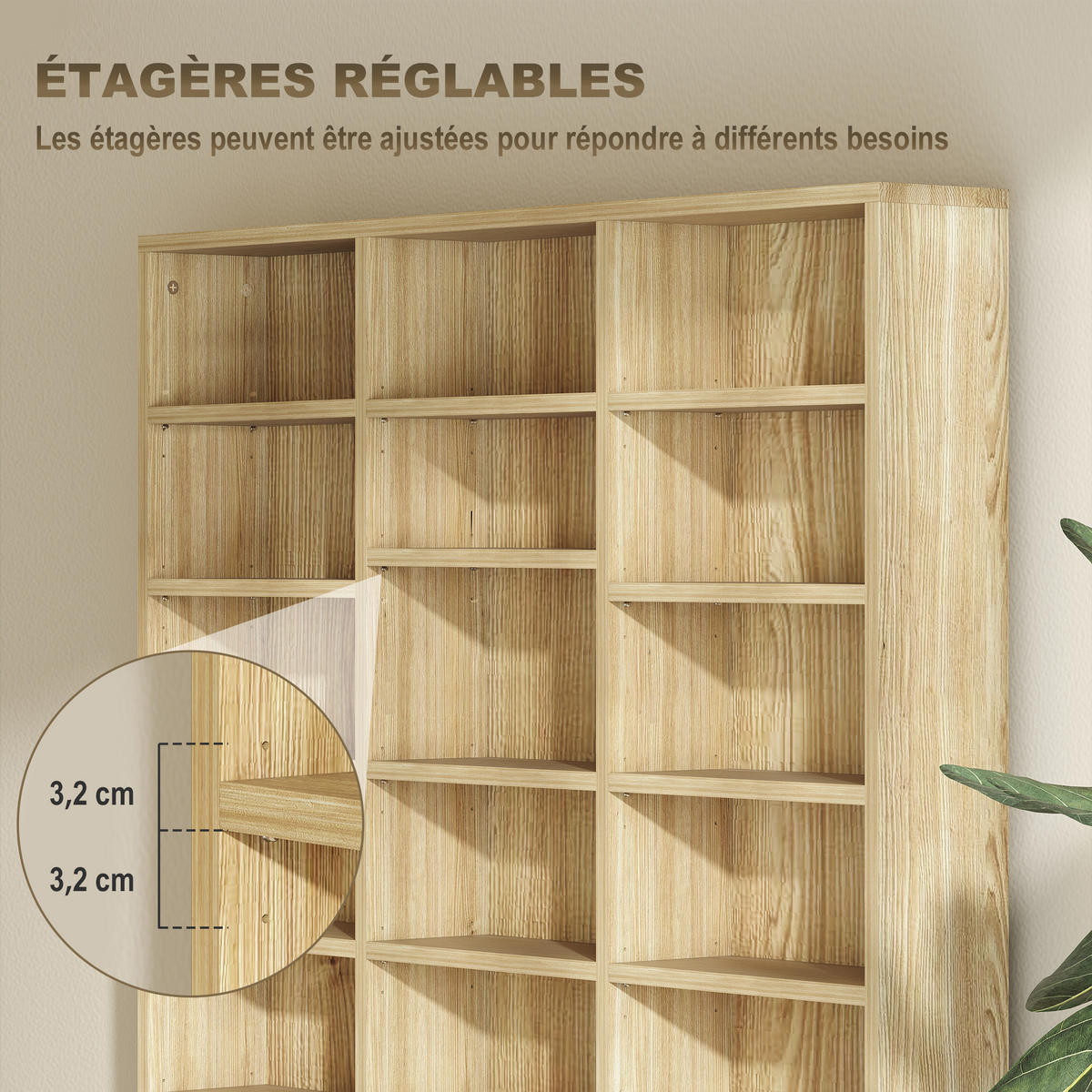 CD-REGAL DE-14473 36 Fächer, verstellbare Böden Eiche - Eichefarben, Holzwerkstoff (23.5/195/102cm) - ComfortXL