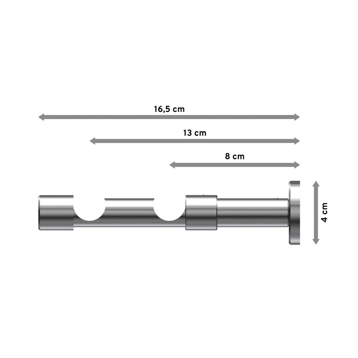 TRÄGER FÜR GARDINENSTANGEN 20 mm Ø, Prestige 2-läufig, Chrom - Chromfarben, Metall (16.2/4/4cm) - INTERDECO