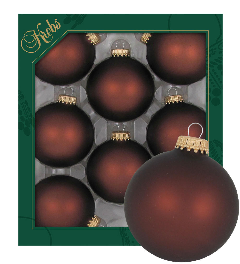 CHRISTBAUMKUGELN Uni-Design Nara Braun 7cm (Glas / 8 Stk.) - Braun, Glas (7/7/7cm) - Krebs Glas Lauscha