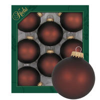 CHRISTBAUMKUGELN Uni-Design Nara Braun 7cm (Glas / 8 Stk.) - Braun, Glas (7/7/7cm) - Krebs Glas Lauscha