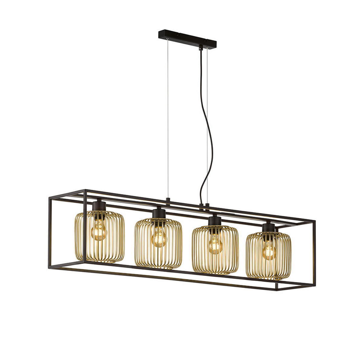 HÄNGELEUCHTE Caydo Schwarz Gold - Schwarz, Metall (110/23/160cm)