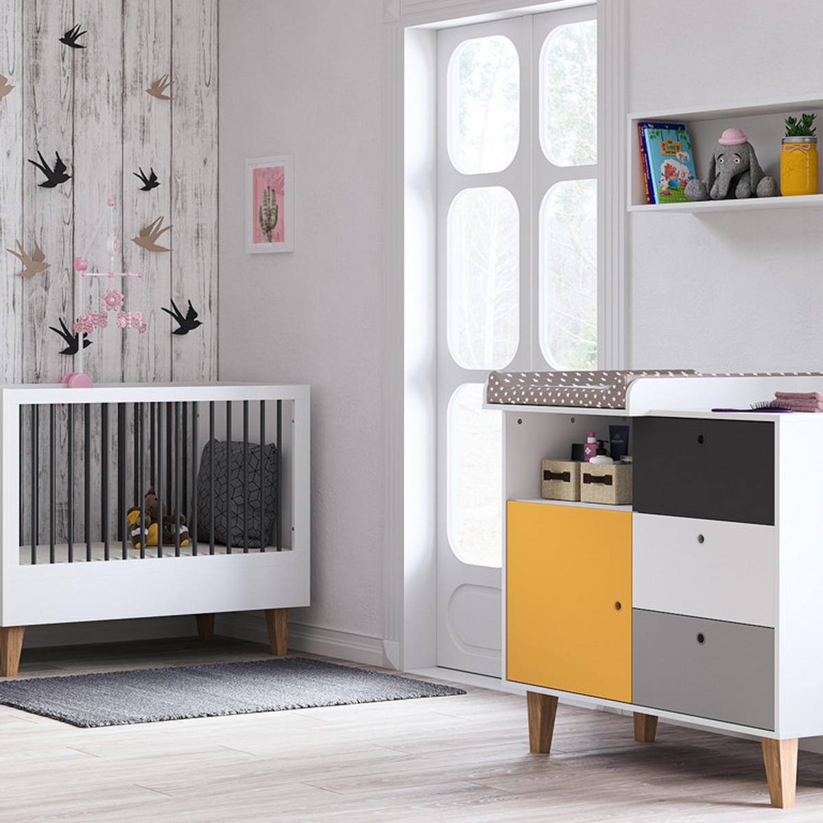 DĚTSKÁ KOMODA žlutá - žlutá, kompozitní dřevo (103.5/96.5/55cm) - Petits-meubles