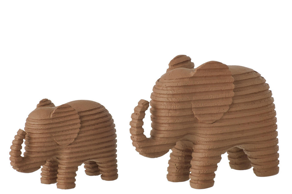 DEKOOBJEKT ELEFANT GESTREIFT Braun - Braun, Glas/Naturmaterialien (9/16.7/22.2cm) - J-Line