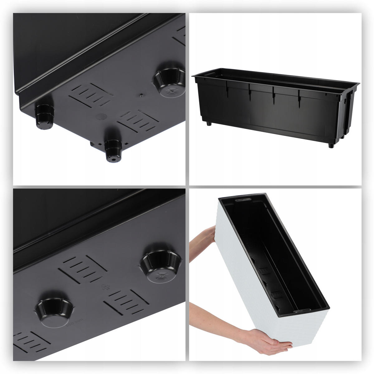 BLUMENKASTEN mit Einsatz 56 cm, Weiß - Weiß, Kunststoff - KADAX