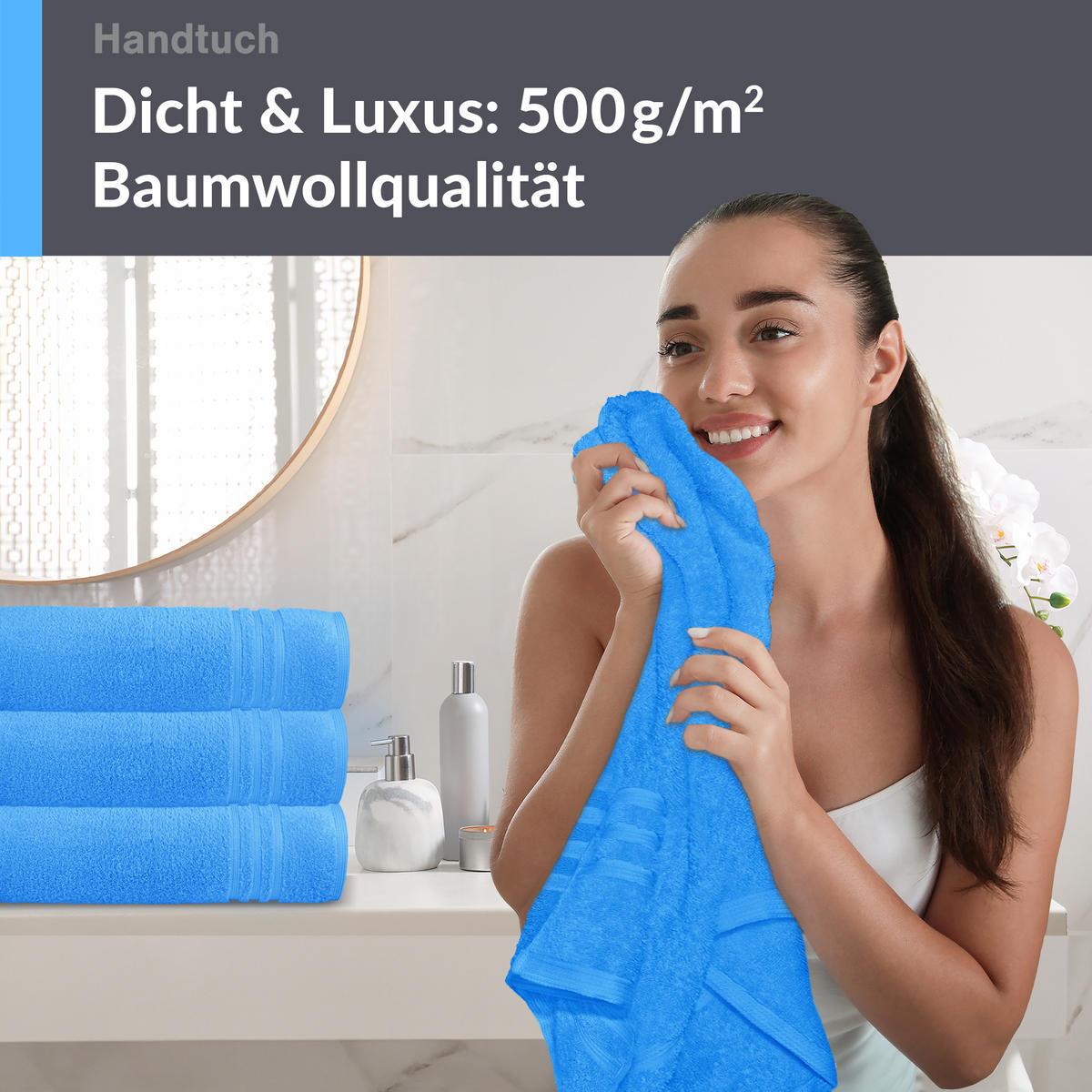 HANDTUCH 50x100 cm London Capri Blau 4er Set - Pastellblau, Textil (50/100cm) - Lashuma