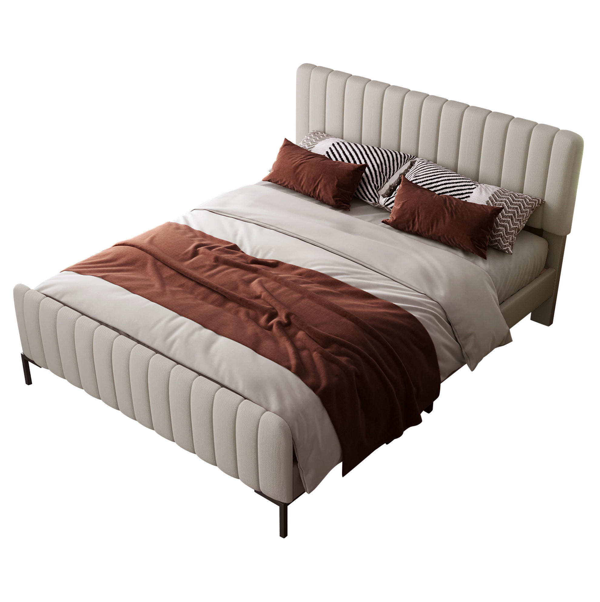 POLSTERBETT 160/200 cm in Grau-Beige mit verstellbarem Kopfteil und Lattenrost - Grau, Textil (160/200cm) - Flora Grace