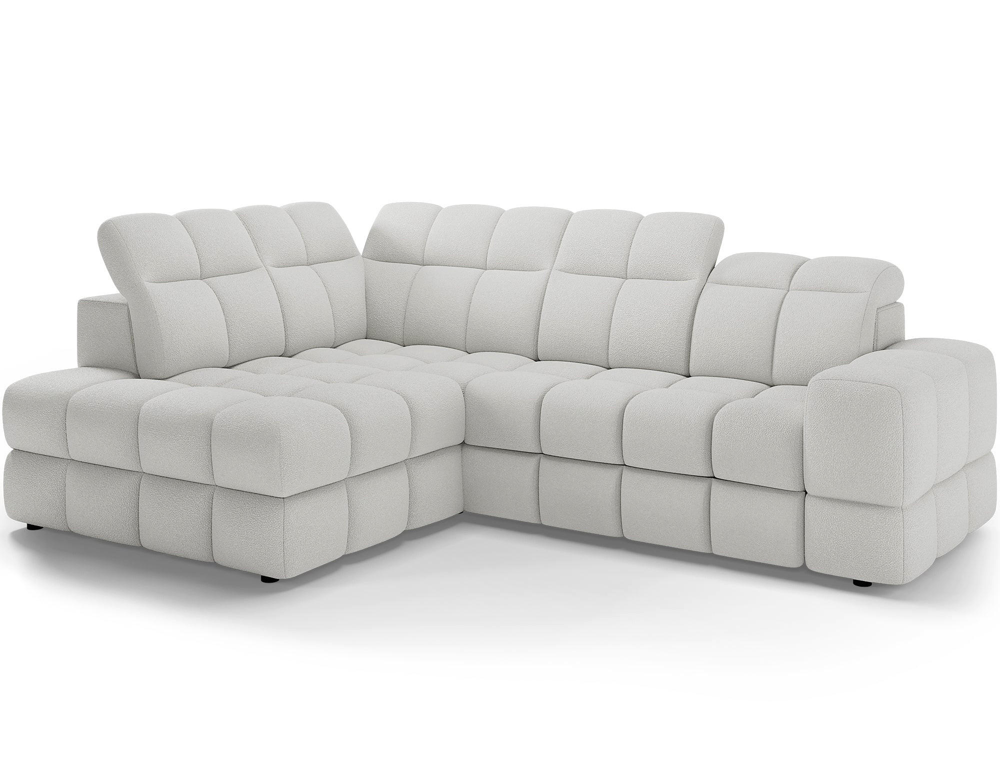 ECKSOFA Bronon mit Schlaffunktion und Bettkasten – Modernes Design, verstellbare Kopfstützen und verschiebbare Rückenlehnen - Weiß, Kunststoff (296/109cm) - Wohnideebilder