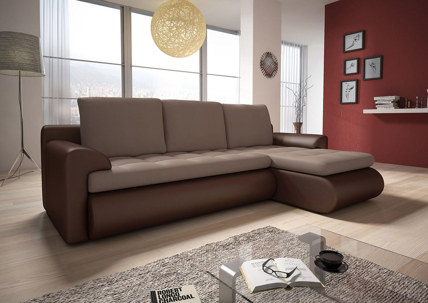 ECKSOFA Santi, Seite: Rechts - Braun, Holz/Textil (226/152cm) - Sofnet