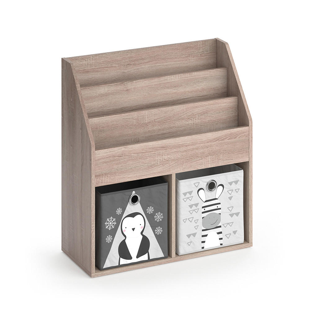 KINDERREGAL Luigi Sonoma 72 x 79 cm mit 2 Faltboxen opt.2 - Sonoma Eiche, Holzwerkstoff (72/79/30.7cm) - Vicco
