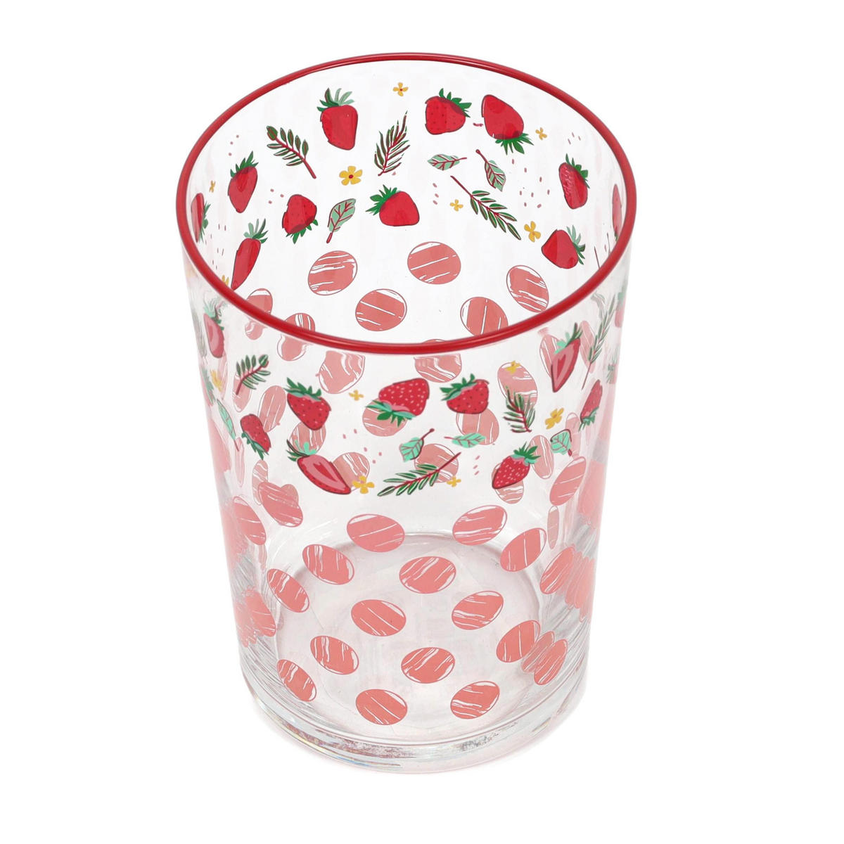 GLAS mit Obstmuster Rot 510 ml 8,8/8,8/12 cm - Multicolor, Glas (0.51L) - Excellent Houseware