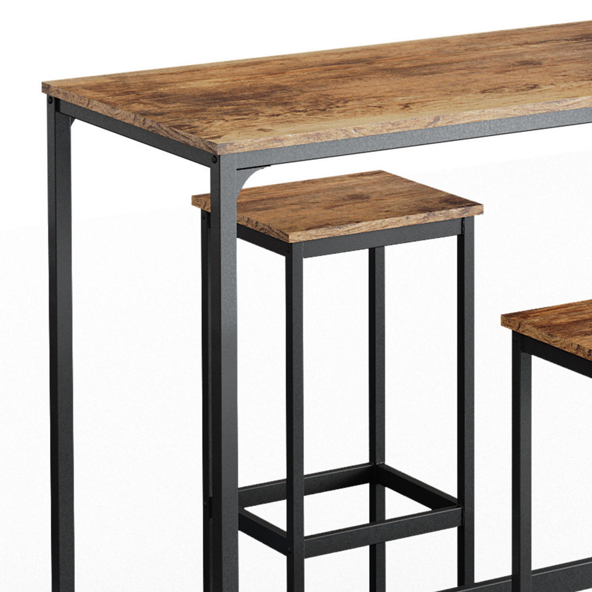 BARTISCH-SET Fyrk Antikholz 120 x 50 cm mit 2 Barhockern - Eichefarben/Schwarz, Holzwerkstoff (120/105/50cm) - Vicco
