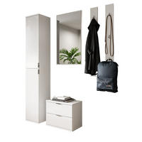 GARDEROBE Set 5-teilig weiß Hochglanz 153 cm, Flurmöbel mit viel Stauraum - Chromfarben/Weiß Hochglanz, Holzwerkstoff/Kunststoff (153/193/34cm) - Inn.Furn
