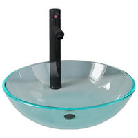 WASCHBECKEN mit Waschtischarmatur Lavigne 42/42/13 cm - Transparent, Keramik (42/13/42cm) - Nettlife