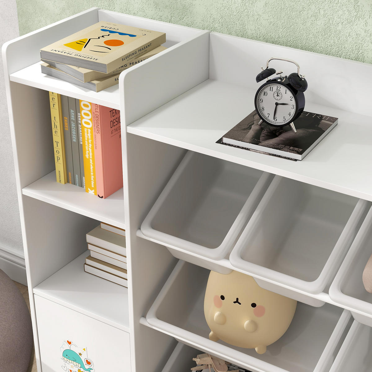 KINDERREGAL DE-17260 8 herausnehmbare Boxen & Bücherregal Weiß - Weiß, Metall (140/90/30cm) - ComfortXL