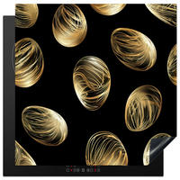 HERDABDECKPLATTE Eier - Gold - Muster Induktionsmatte 78x78 cm - Schwarz, Kunststoff (78/78/0.2cm) - MuchoWow