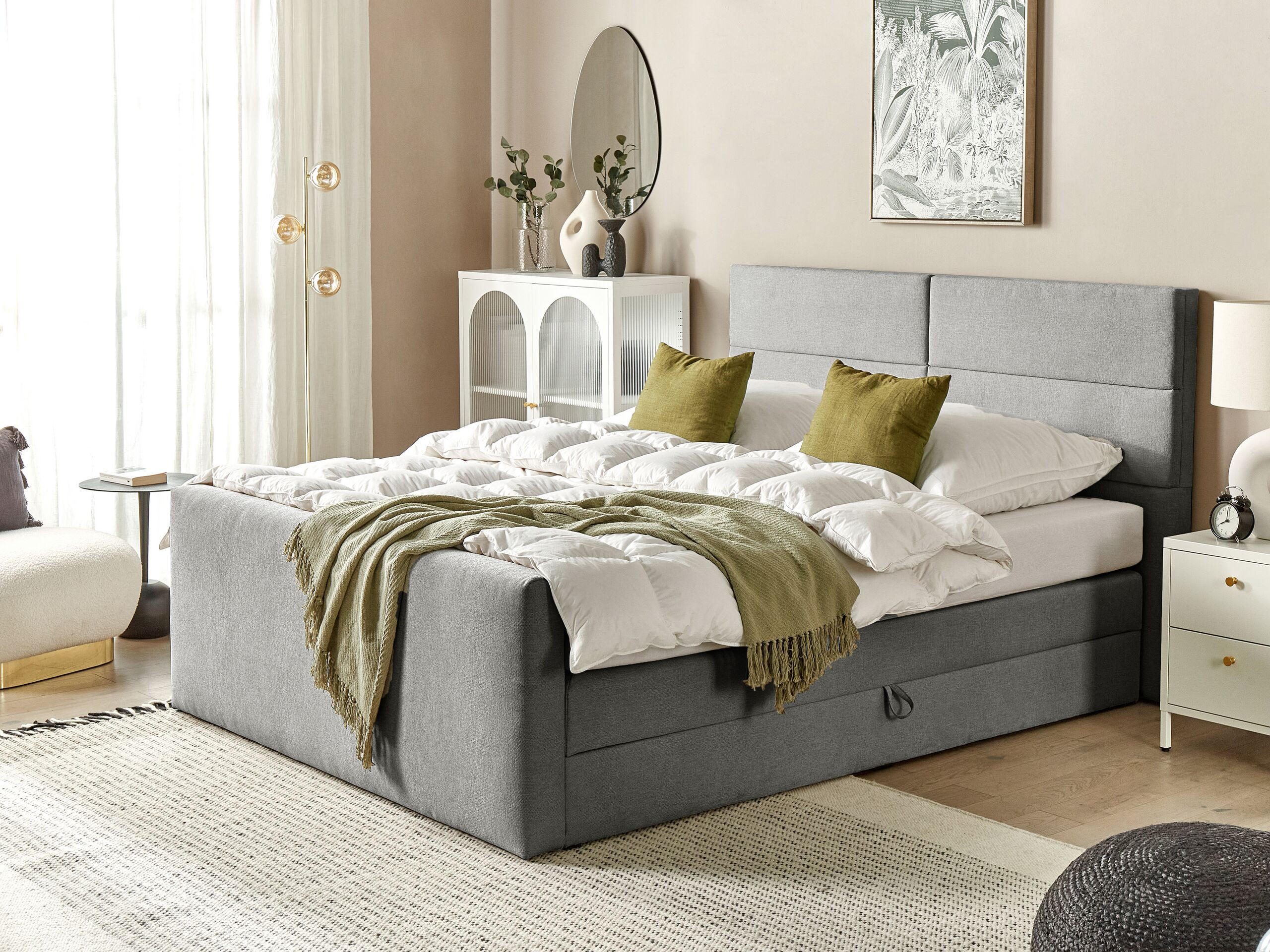 BOXSPRINGBETT 160x200 cm Grau Aristocrat - Hellgrau, Textil (160/200cm) - Beliani