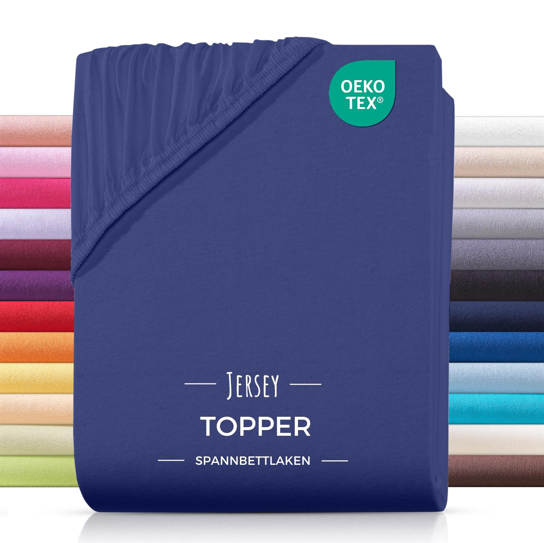 TOPPER-SPANNBETTLAKEN Jersey Bettlaken 180x200 cm Navy-Blau - Dunkelblau, Textil (180/200cm) - Carpe Sonno