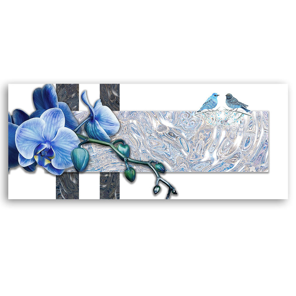 WANDBILD blaue orchidee - Blau, Textil (90/30cm) - Feeby