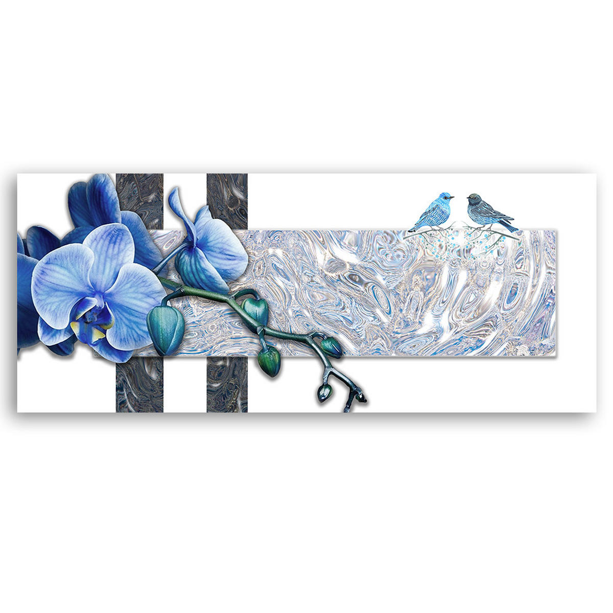 WANDBILD blaue orchidee - Blau, Textil (90/30cm) - Feeby