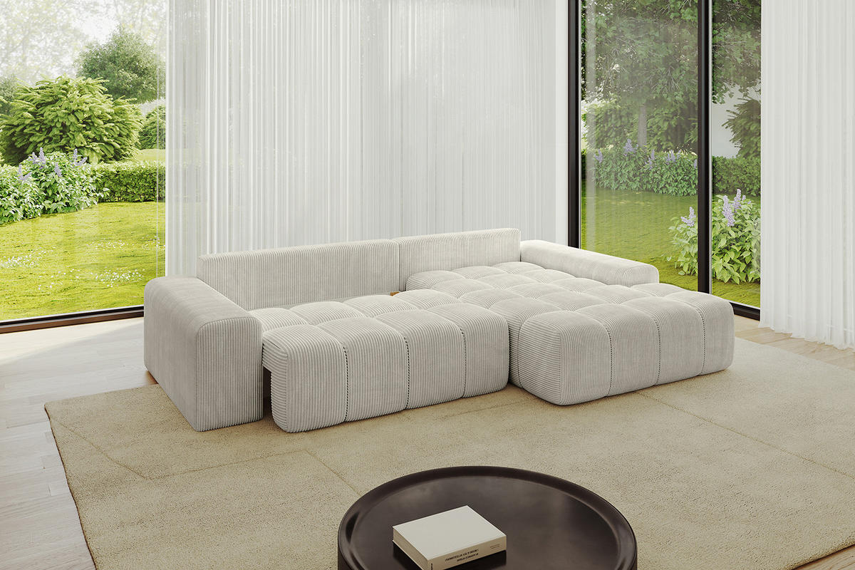 ECKSOFA Ottomane Rechts ENSI-L - 267x164x88 cm Ecru - Ecru, Holzwerkstoff/Kunststoff (164/267cm) - ALTDECOR